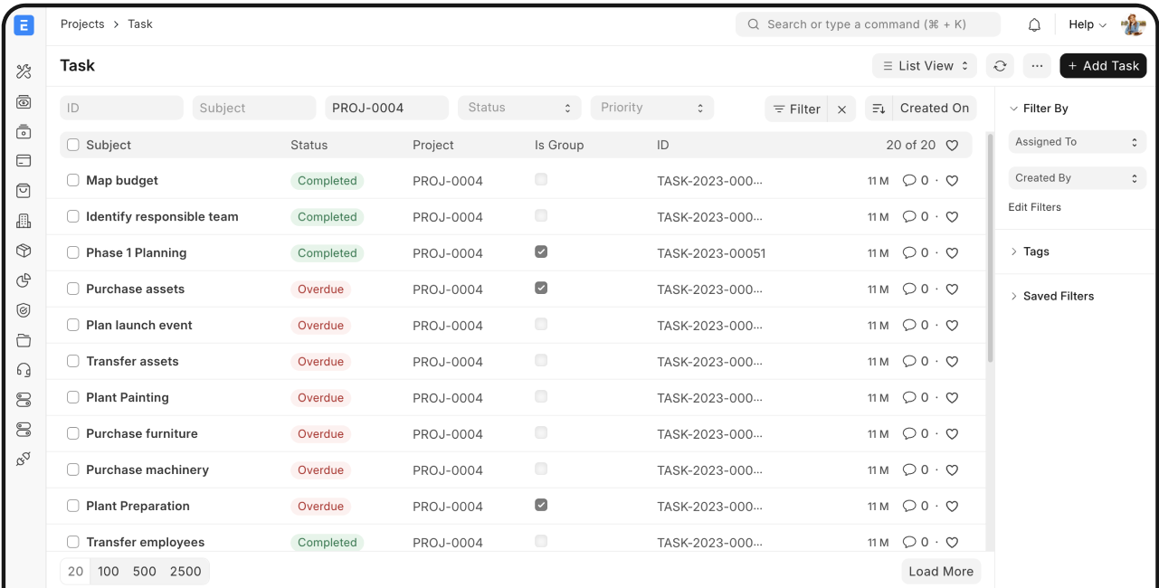 AXERP Projects Module